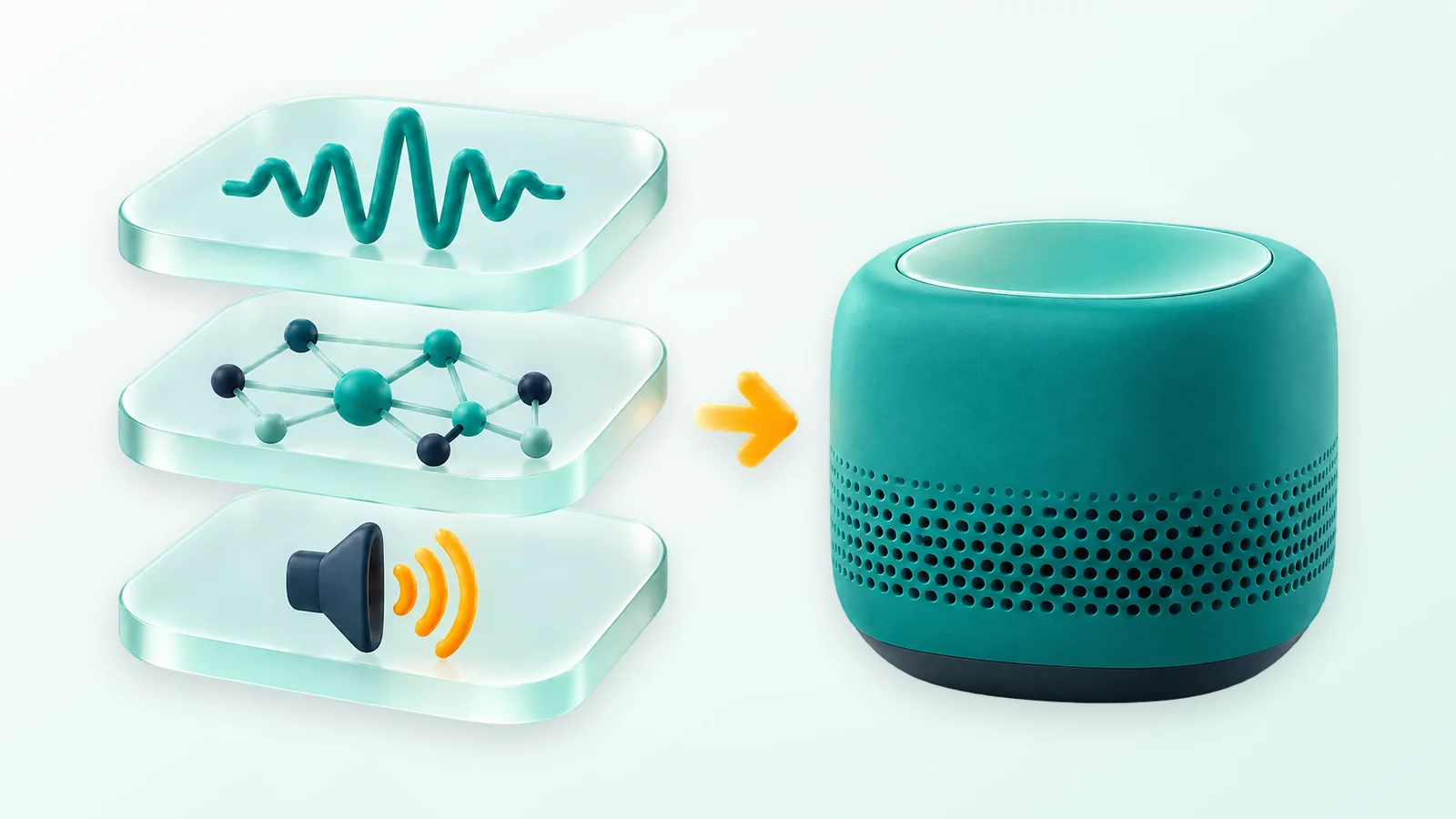 Stacked layers of voice technology beside a single all-in-one device, illustrating do-it-yourself versus done-for-you voice AI